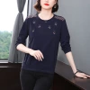 Long-sleeved embroidered T-shirt for women, spring and autumn, 2022 new style, stylish and loose base layer for middle-aged and elderly mothers Specification image